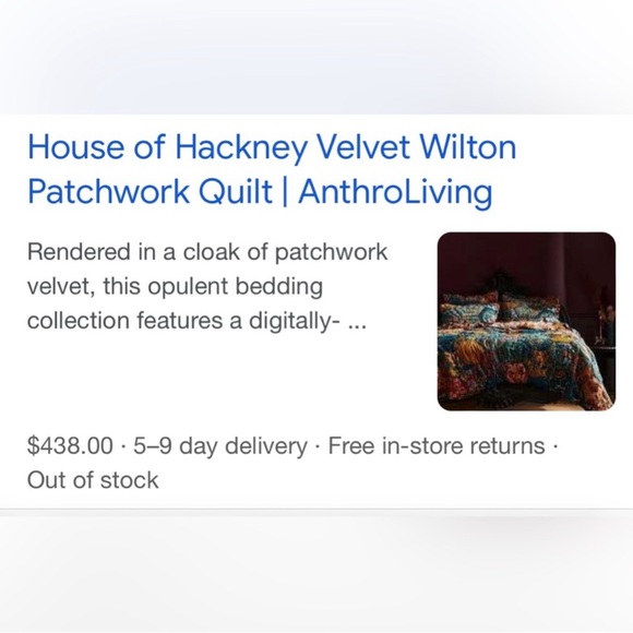House of Hackney x Anthropologie Velvet Wilton Patchwork Quilt in Queen Size - Picture 6 of 9